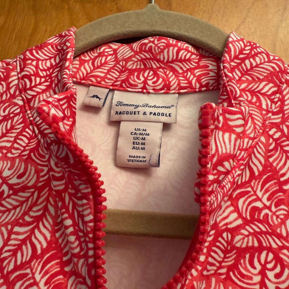 Tommy Bahama Racquet and Paddle Red White Monstera Print Tennis Dress M - Picture 8 of 8